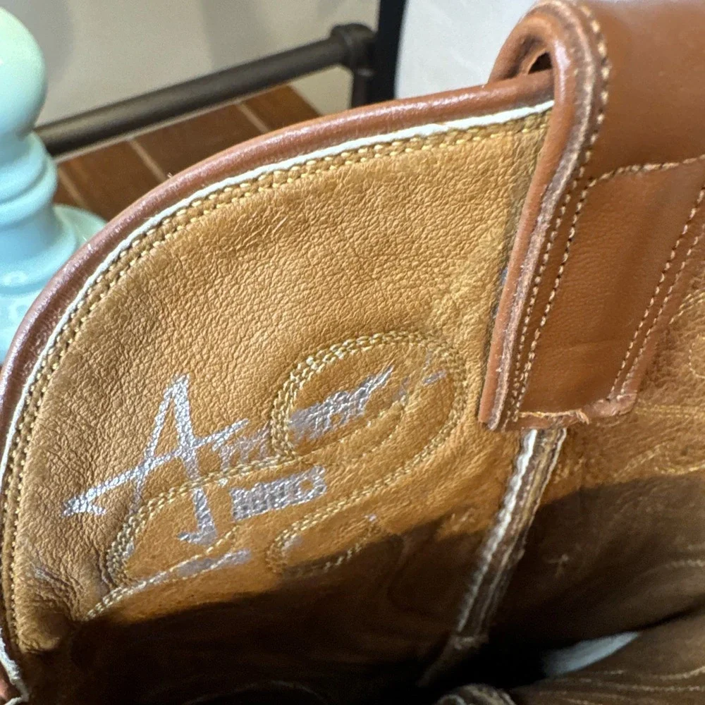 Vintage Ammons Western Roper Boots Brown Handcraft Leather Crepe Sole Men's 6.5*